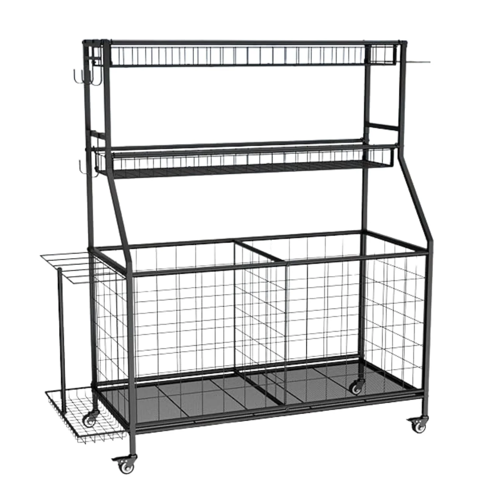 Social Hike Sports Equipment Storage Organiser with Side Rack Garage Trolley