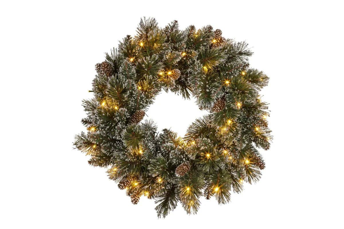 Christabelle 61cm Christmas Wreath Cashmere Pine with LED Lights Front Door Decoration Ornament
