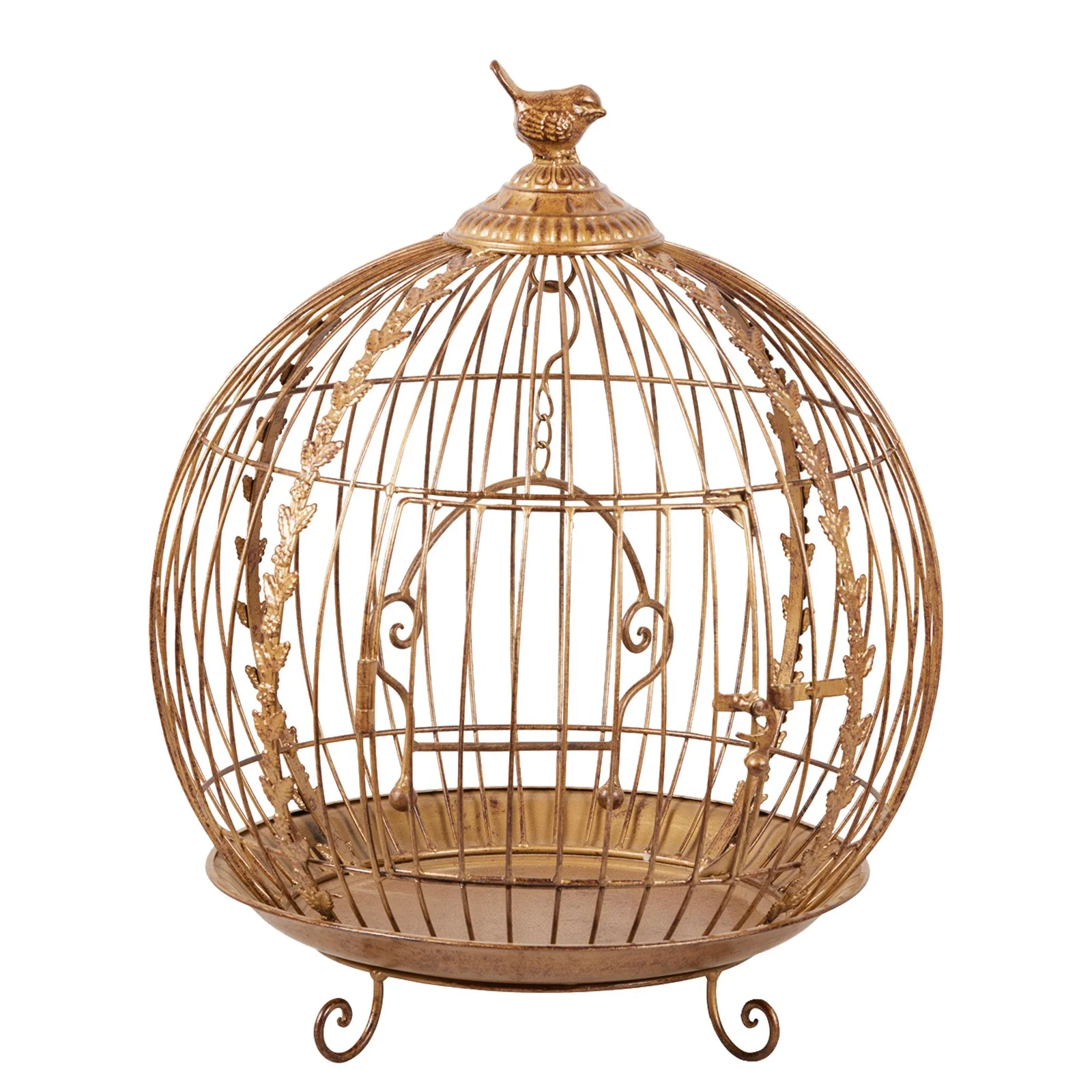 Christabelle Antique Gold Metal Art Iron Wrought Material Bird Cage Display Christmas Decor