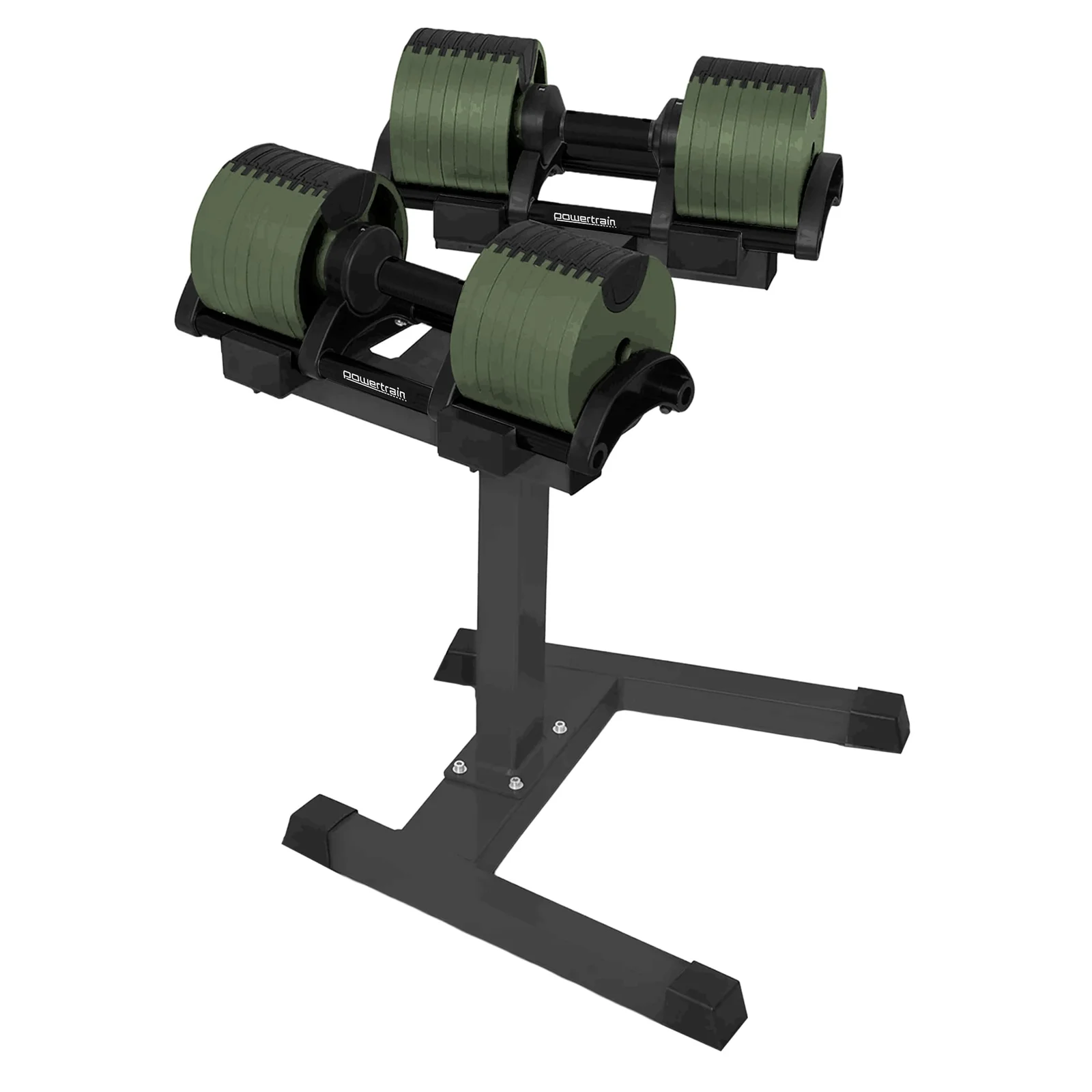 Powertrain Eon Dial-Up 72KG Adjustable Dumbbells Pair with Stand  - Green