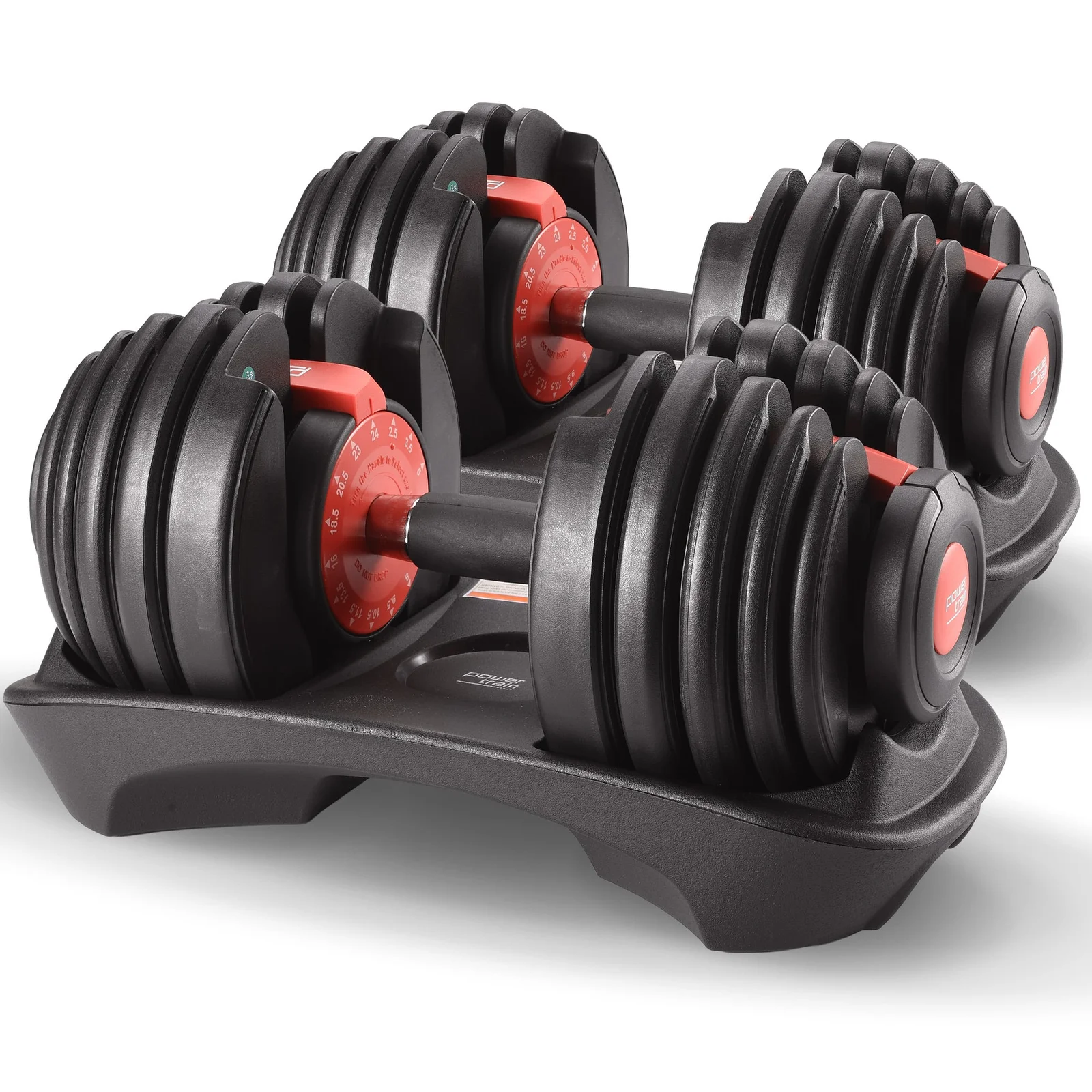 Powertrain 48kg Adjustable Dumbbells 15-in-1 Home Gym Weights – Red