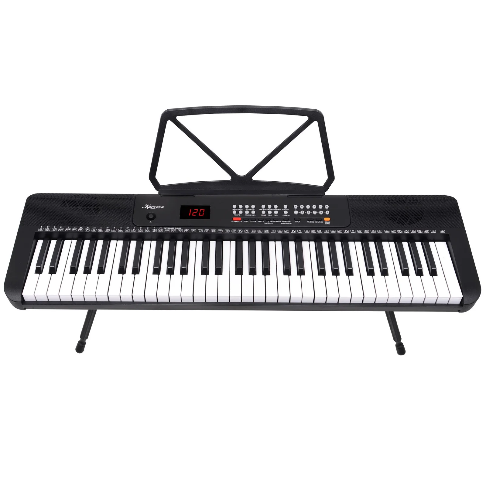 Karrera 61-Key Electronic Piano Keyboard with LED and Folding Stand in Black CHJ-SD1