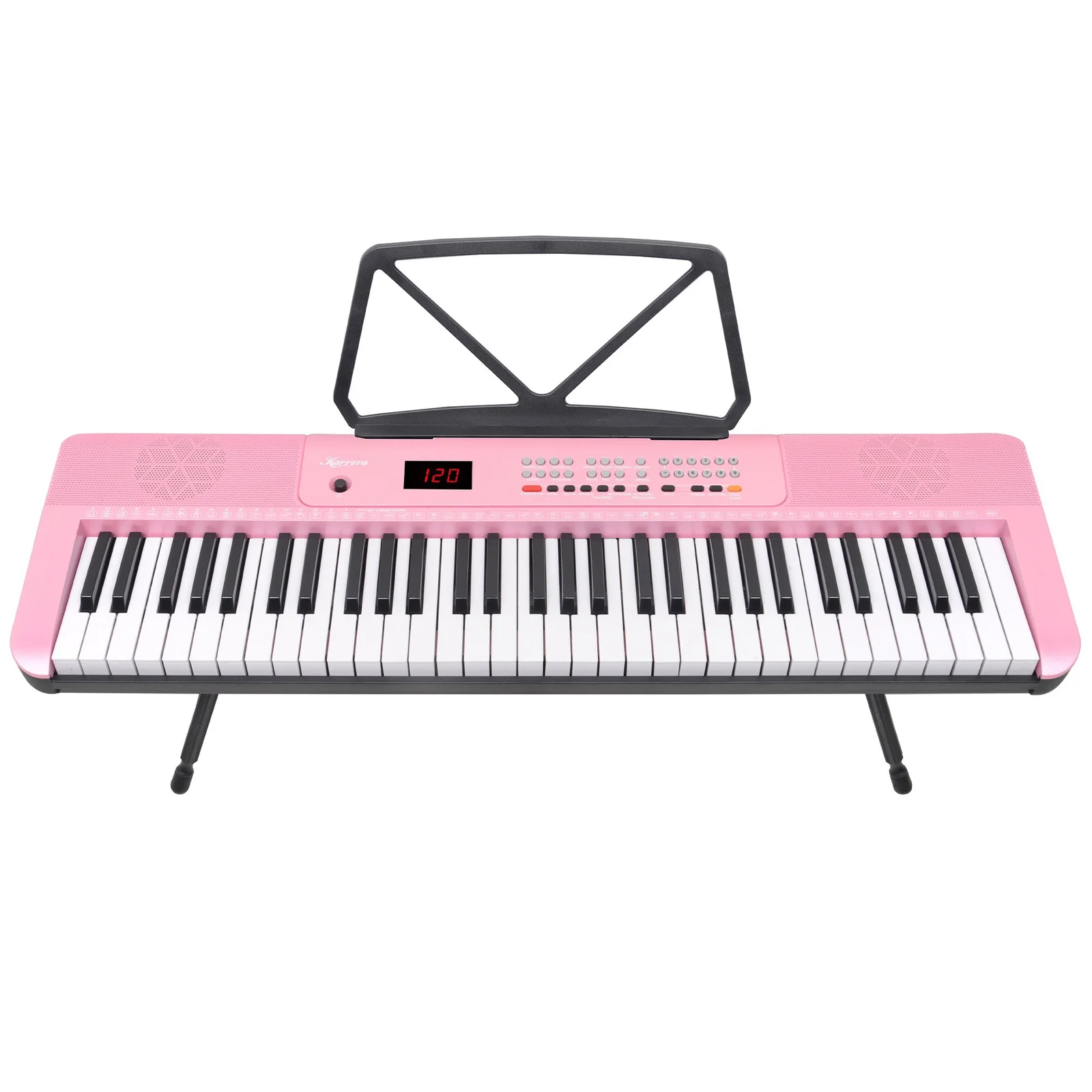 Karrera 61-Key Electronic Piano Keyboard with LED and Folding Stand in Pink CHJ-SD1