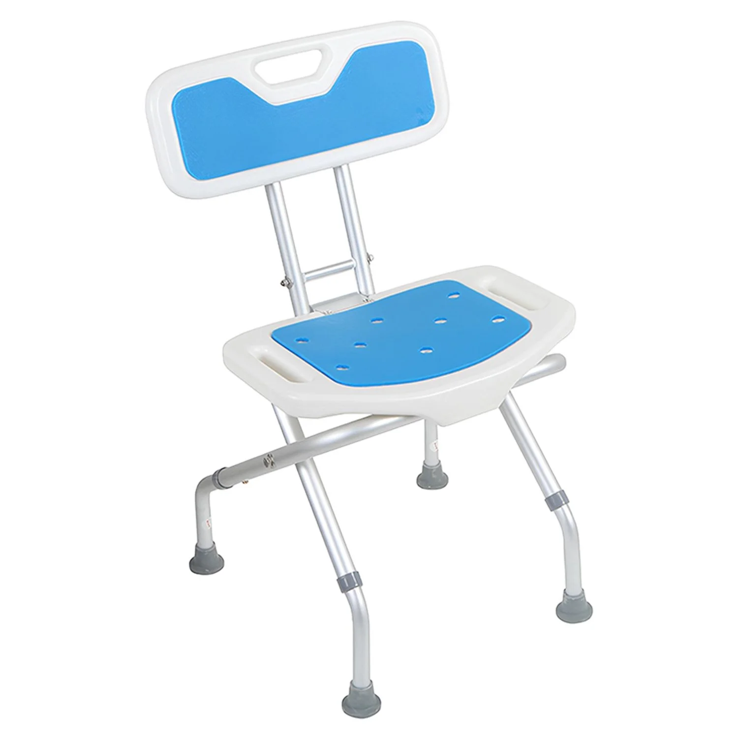 Orthonica Compact & Foldable Commode Shower Chair w/Height Adjustable Aluminium Frame Non Slip Feet HDPE Seat & Backrest