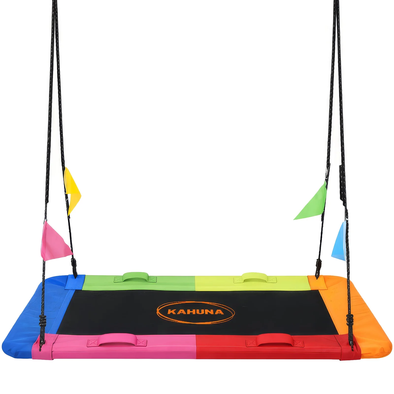 Kahuna Heavy Duty 60 Inch Rectangular Tree Swing With Adjustable 180cm Lifting Ropes Foam Padded Tubes And Full Accessory Kit For Backyard Family Use