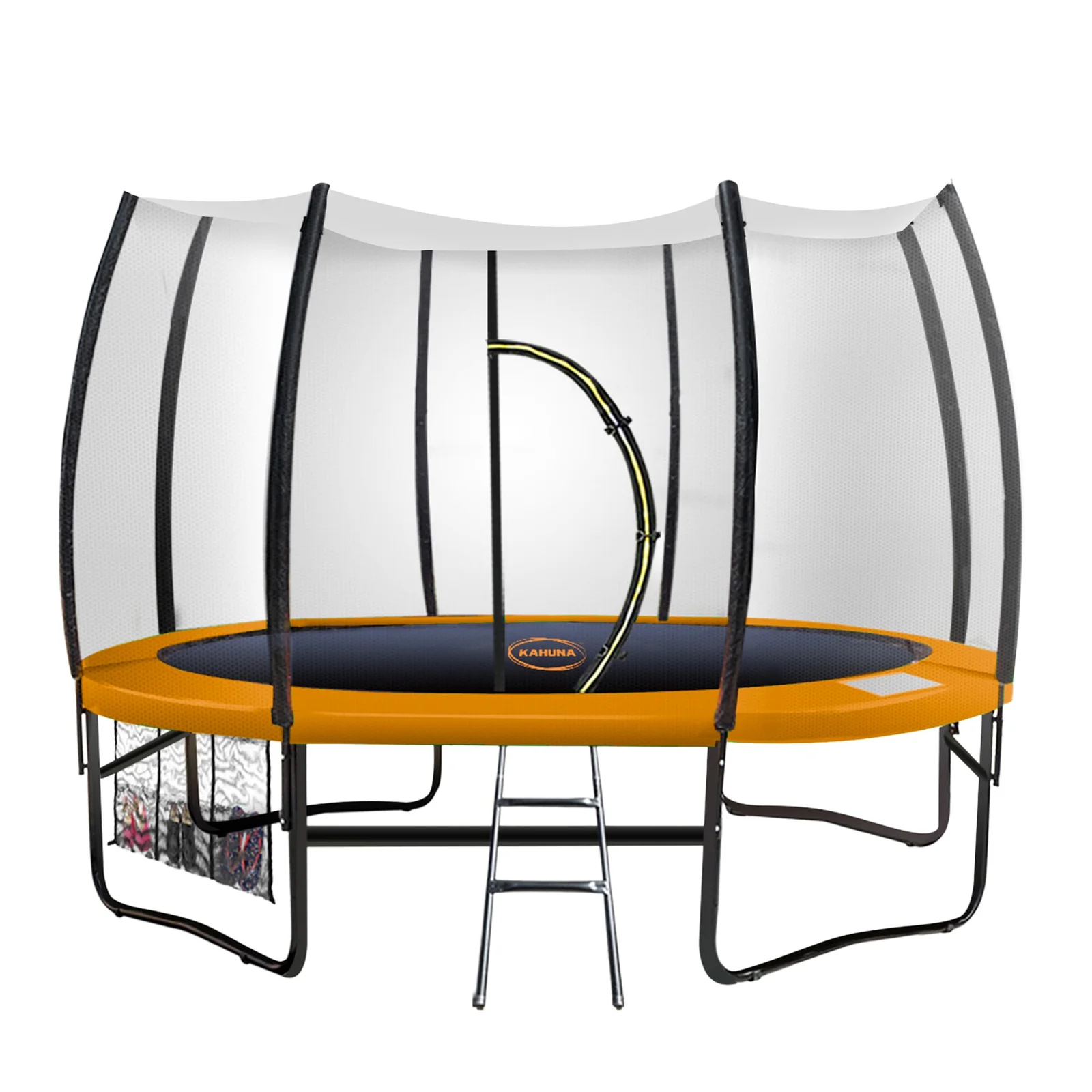 Kahuna 10ft Trampoline Twister Springless Safety Net Pad Mat with Basketball Set Orange