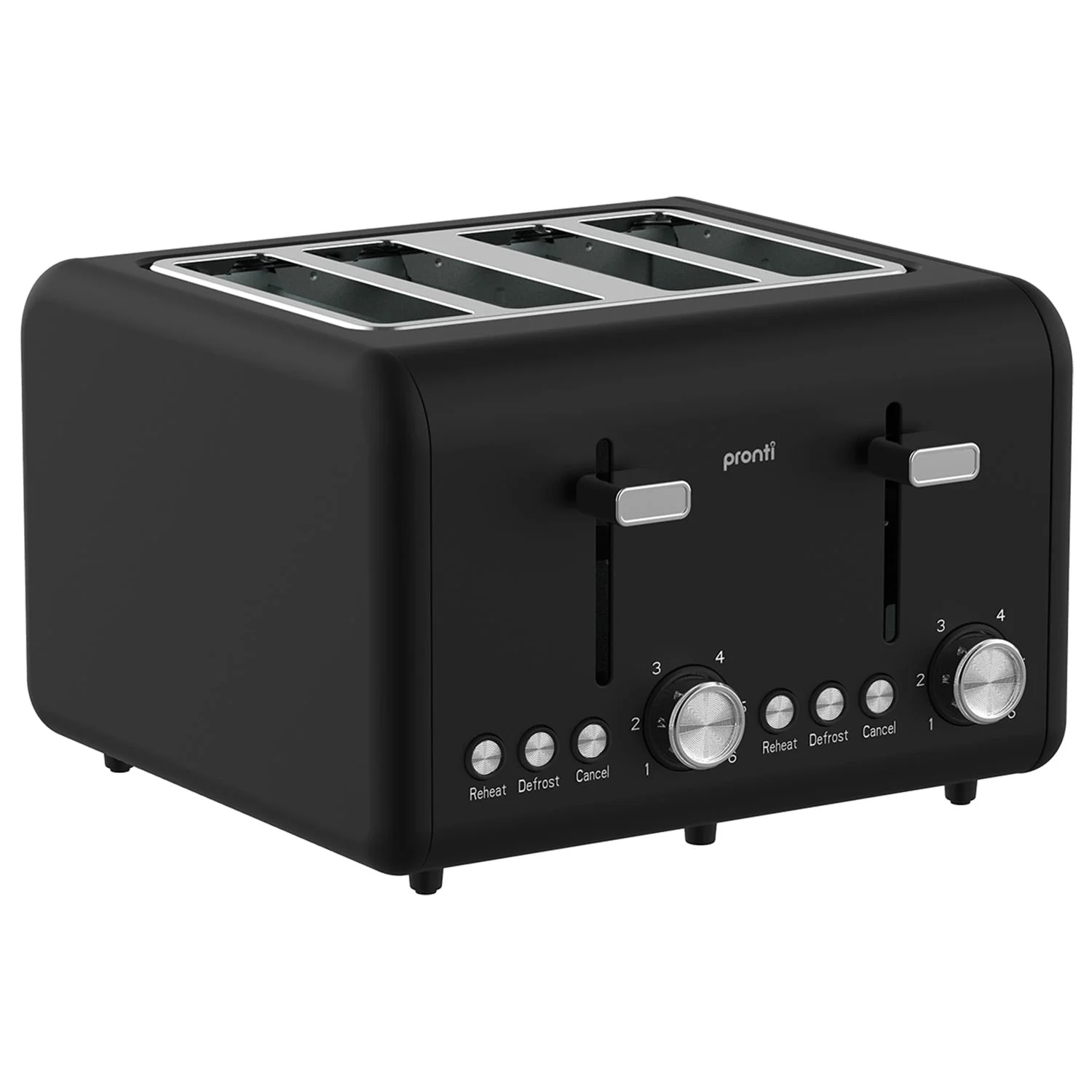 Pronti Silver Noir Collection 4 Slice Toaster with Dual Controls