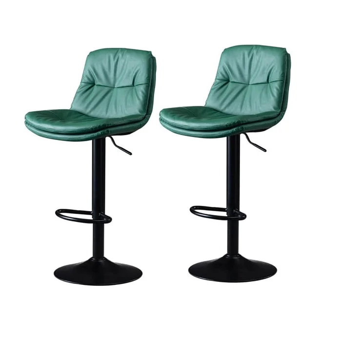 SERENITà Bar Stools Kitchen Bar Stool Leather Barstools Swivel Gas Lift Counter Chairs BS8406 Green