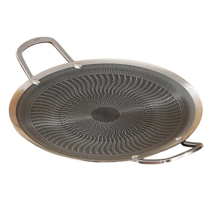 Honeycomb Non-Stick Grill Skewer Plate, 316 Stainless Steel, Portable Barbecue Grill with Handle, Universal Induction Cooktop Compatible, Round Shape, Outdoor Camping BBQ Accessory