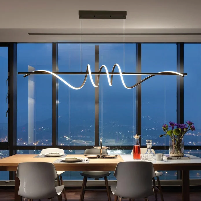 BAMDECOR A202 Modern LED Linear Pendant Lights with Dimmable LED  (160cm/180cm-Black) 1.8 Meters