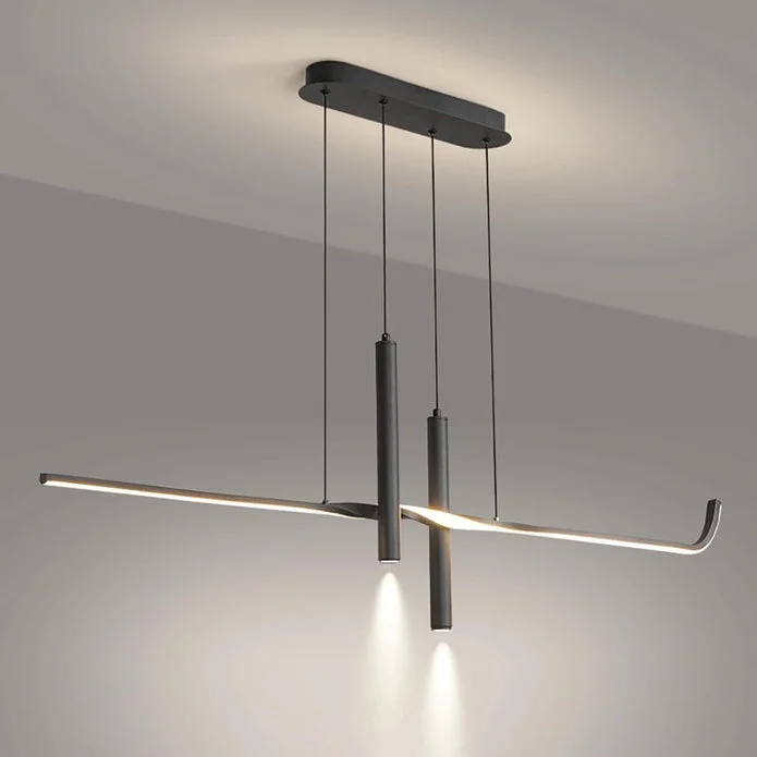 BAMDECOR A206 Modern Black Scandinavian Pendant Light Table Dining Room Living Room Pendant Lighting 1.2 Meters