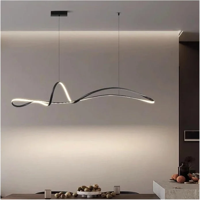 BAMDECOR A210 Modern LED Linear Pendant Lights with Dimmable LED and Adjustable Hanging Length 150cm -Black