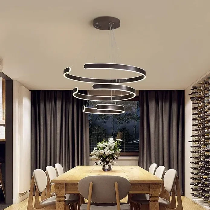 BAMDECOR AD2573 3 Round Rings C Shape Ceiling Light Chandeliers (Matte Black)