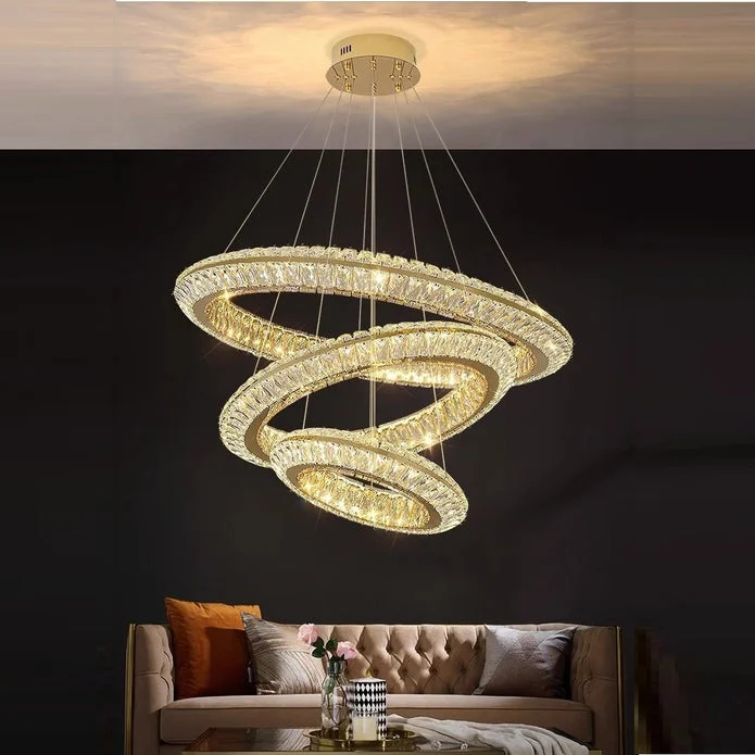 BAMDECOR C3312/3 Crystal Chandelier Living Room Chandelier Crystal Chandelier Room Dining Room lamp New Bedroom Lamps Lighting Villa Light Luxury Post (Size:80+60+40cm)