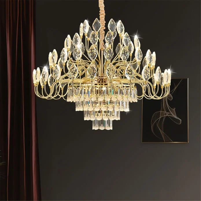 BAMDECOR C3347 Modern Luxury Crystal-leaf Chandelier LED Fashion Creativity Pendant Ceiling Lights(60cm-Gold)