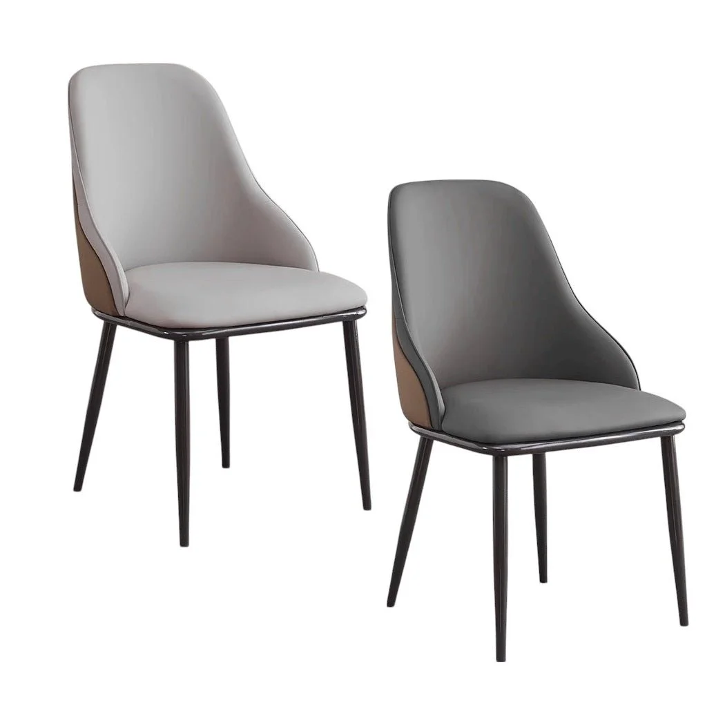 VELLUTO Dining Chair Modern upholstered Leather Kitchen Chairs with armrests Bathtub Chair Leisure Lounge Chair Living Room Bedroom Home Set of 2 Dark Grey