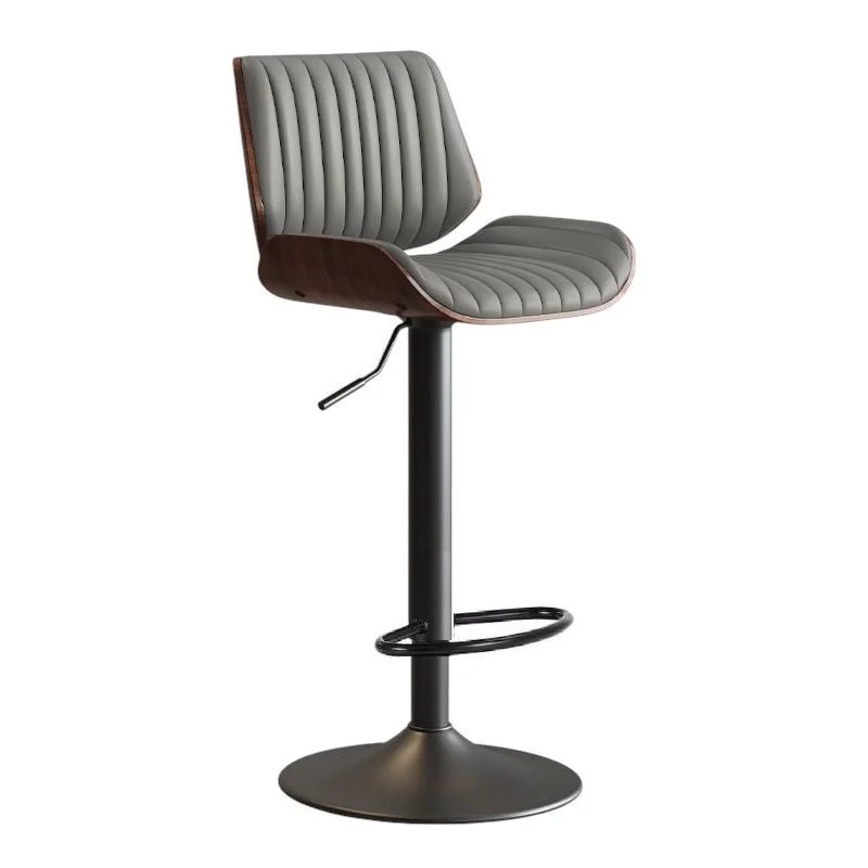 SERENITà European Wooden Modern Bar Stools Bistro Stool with Rotating and Aerodynamic Multi-levelled (Grey)