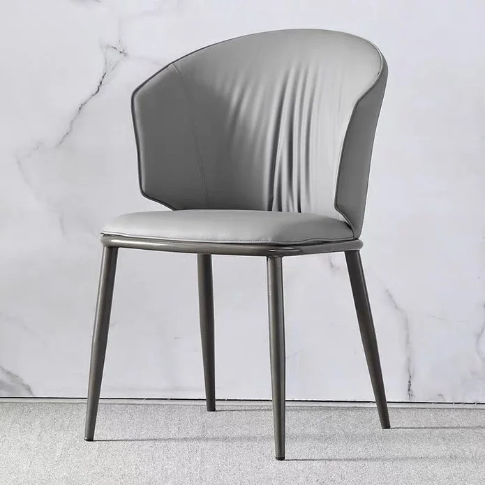 VELLUTO Modern Armless Upholstered Side Chair with Metal Legs for Kitchen & Dining Set of 2 (Grey)