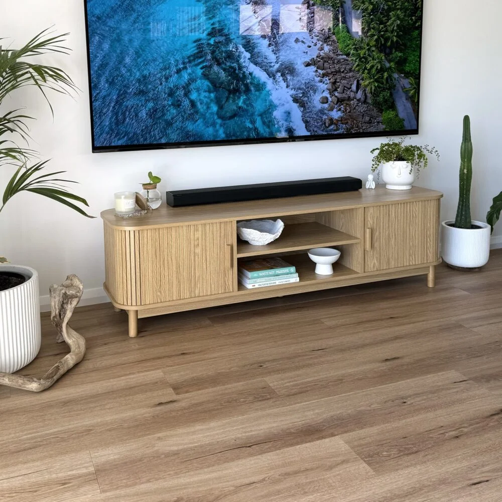 160cm Ribbed Natural Entertainment Unit
