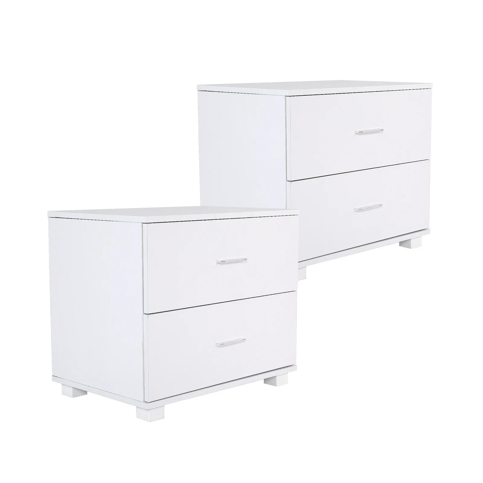 2X Bedside Table Side Storage Cabinet Nightstand Bedroom 2 Drawer Legs ETTA WHITE