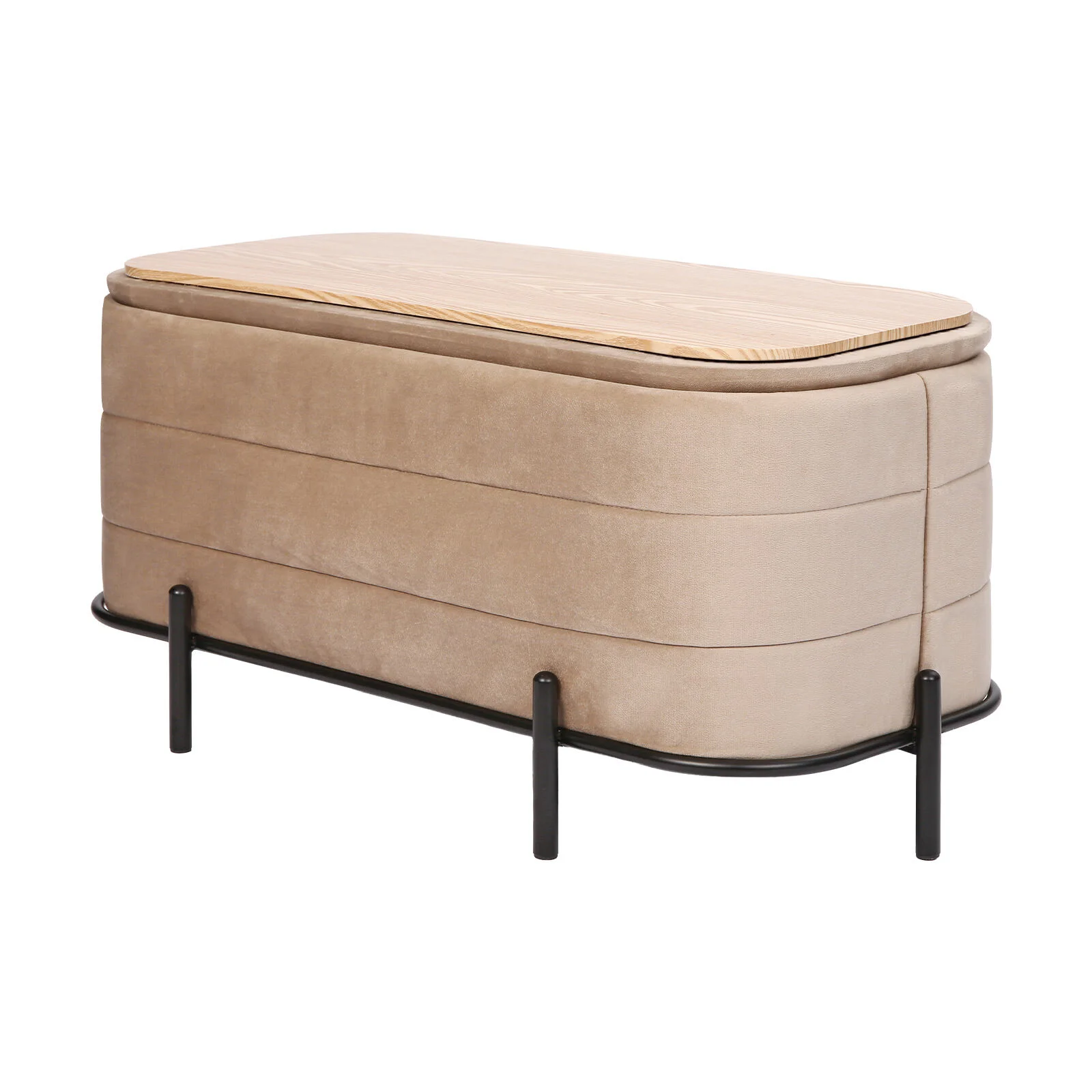 La Bella Coffee Table Storage Ottoman - Velvet Blanket Box Bench DEMI - CAMEL BEIGE