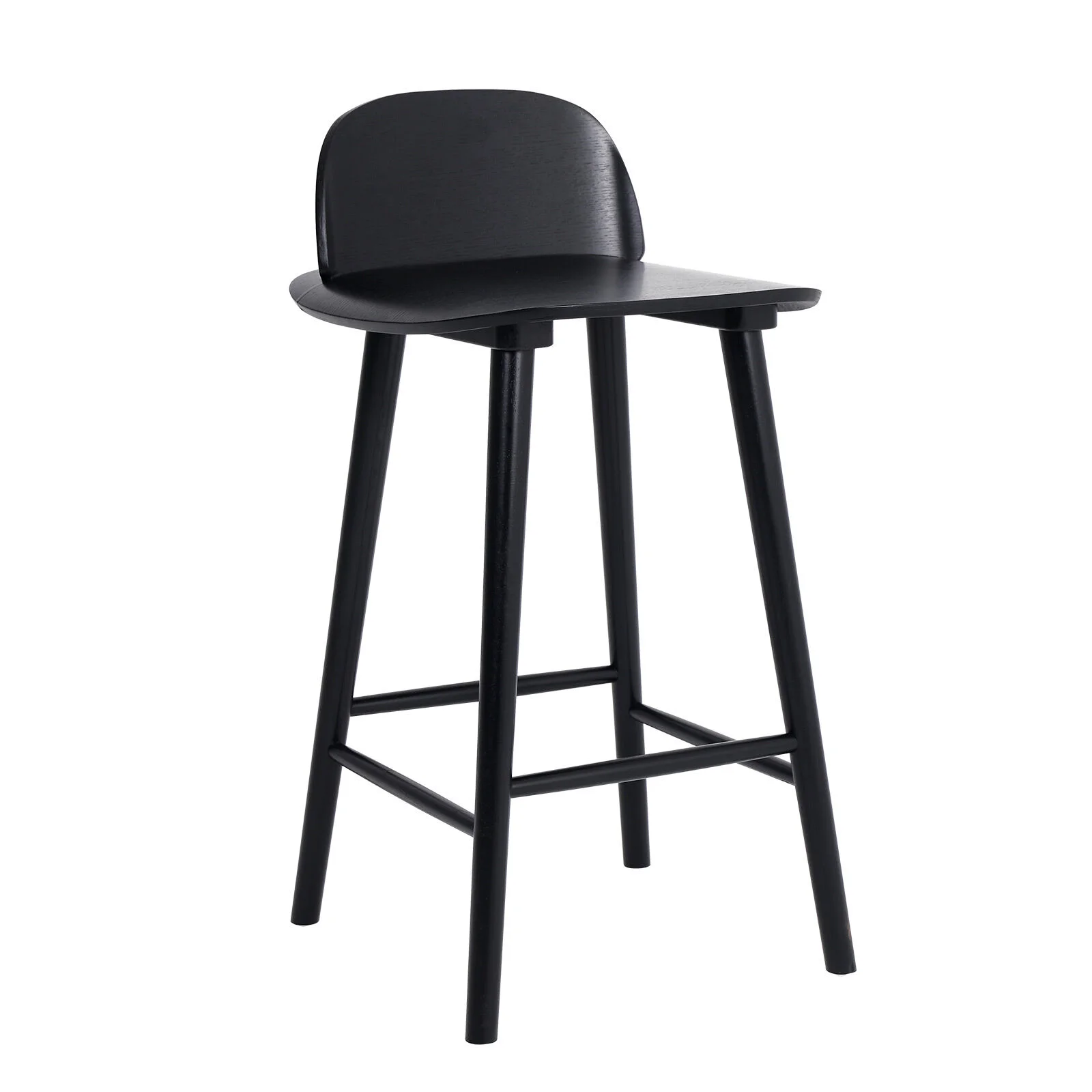 Wooden Bar Stool Dining Chair Ash Wood ELISE 65cm BLACK