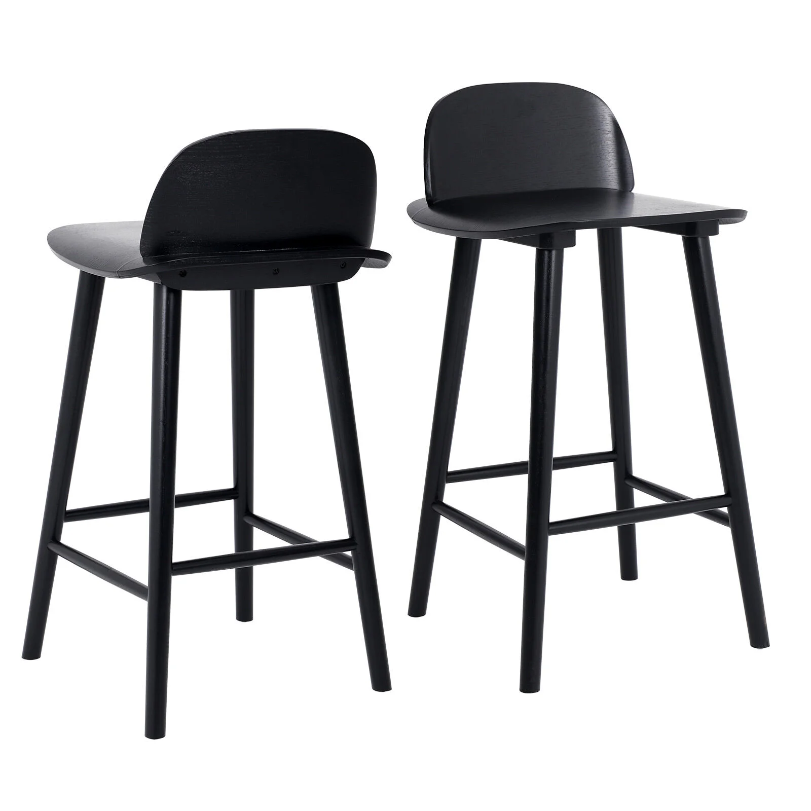 2X Wooden Bar Stool Dining Chair Ash Wood ELISE 65cm BLACK