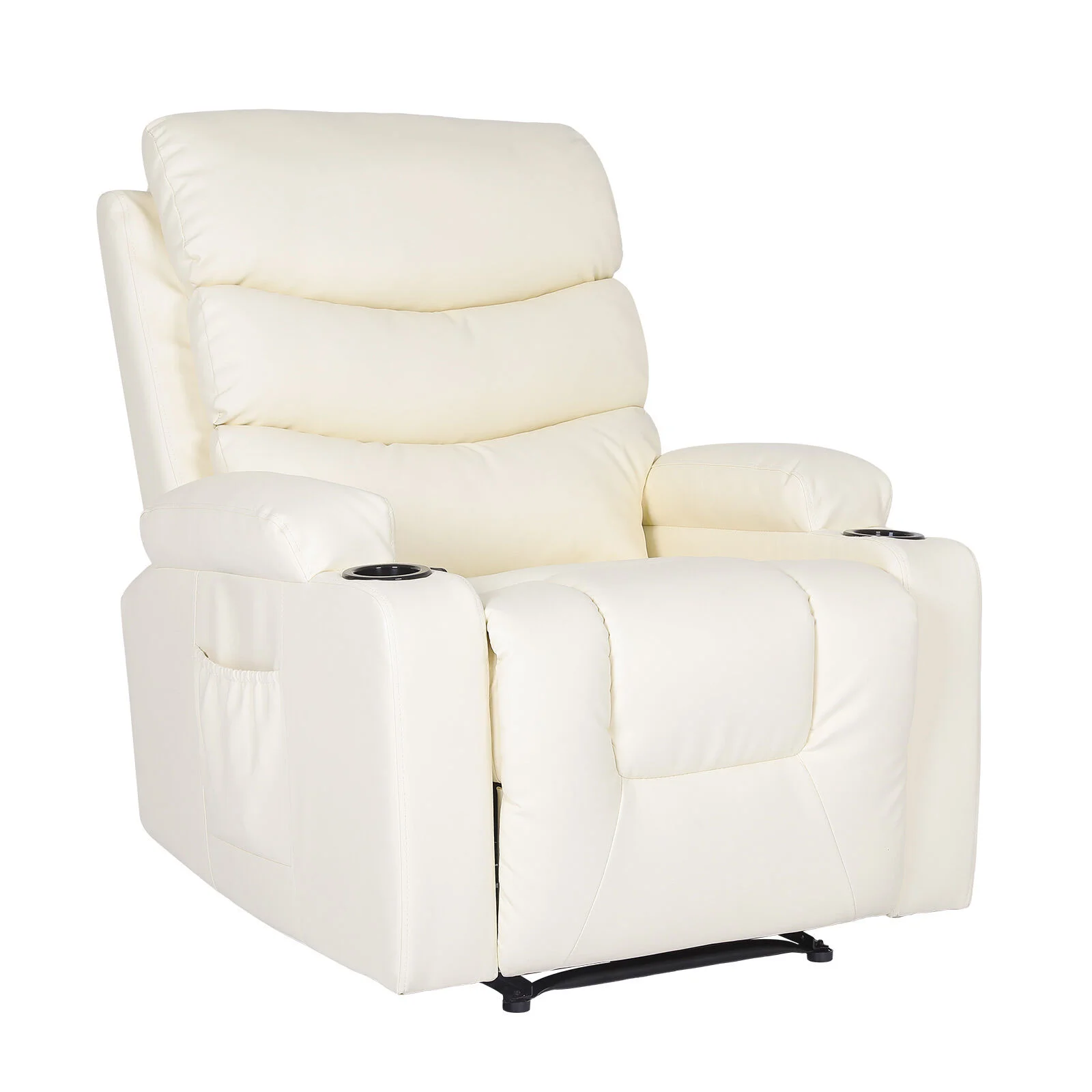 8-Point Electric Massage Recliner Chair - PU Leather Lounge Sofa Armchair CELINA CREAM