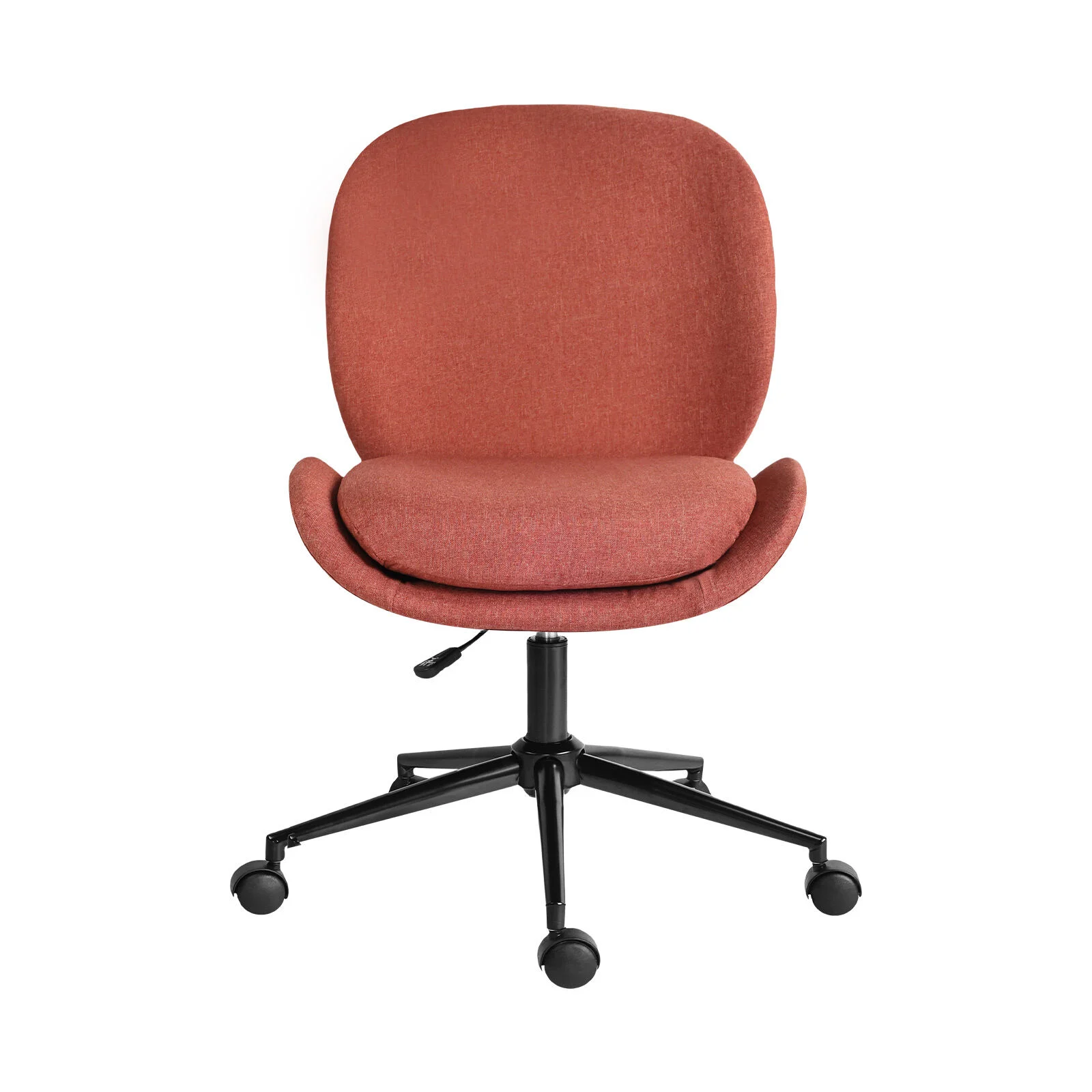 Office Desk Chair - Linen Fabric Armless Swivel Study Seat OVOID EARTHY RED