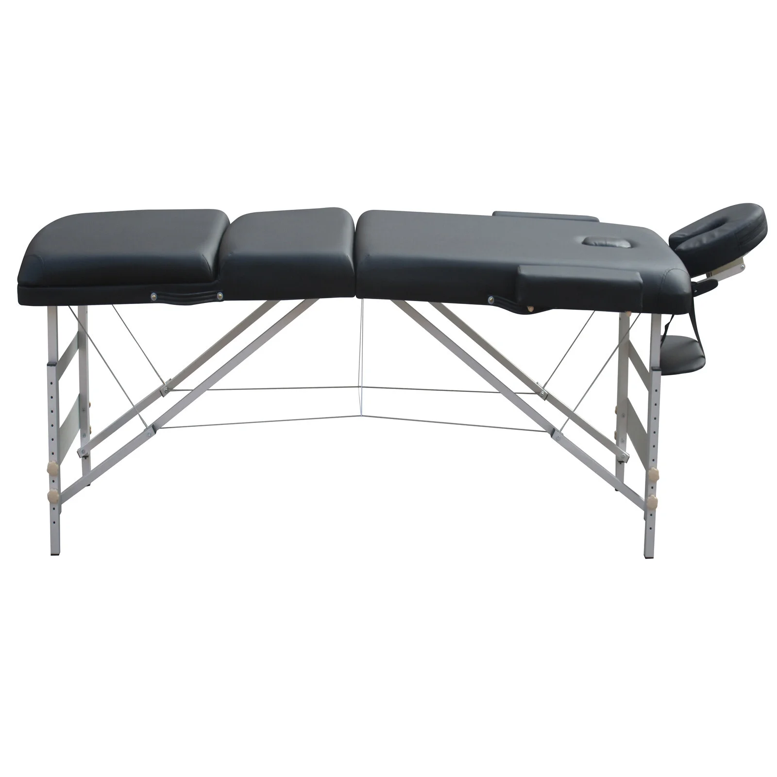 YES4HOMES 3 Fold 5 cm Thickness Foam Portable Aluminium Massage Table Massage Bed Beauty Therapy Black