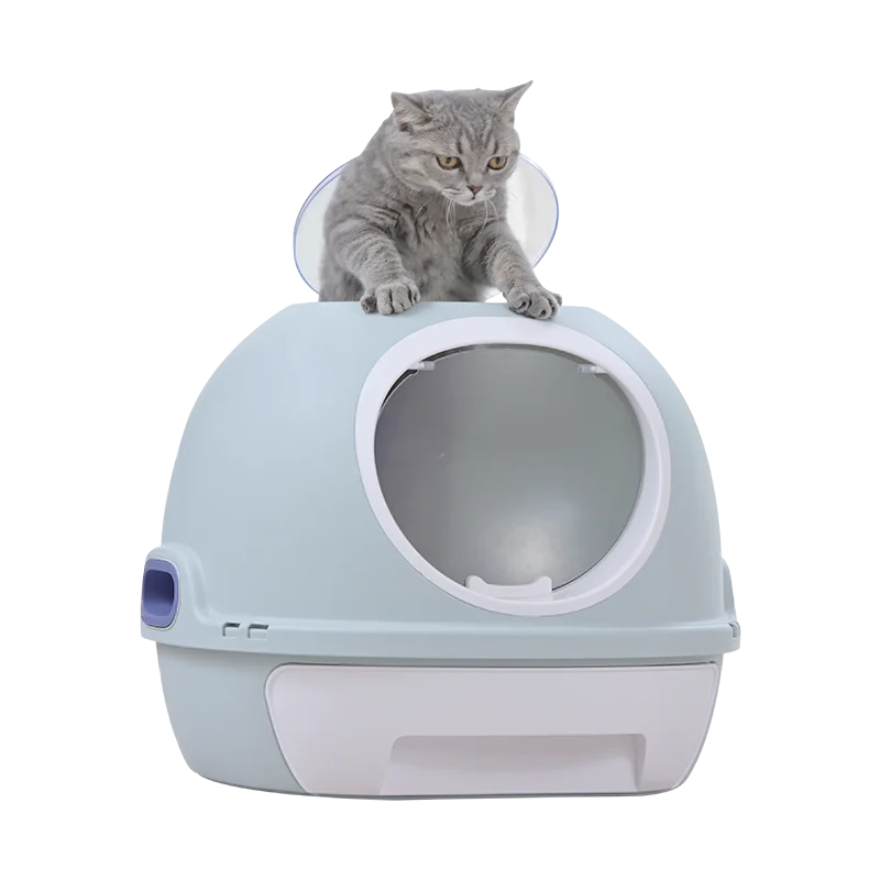 YES4PETS Hooded Cat Toilet Litter Box Tray House With Drawer & Scoop Blue