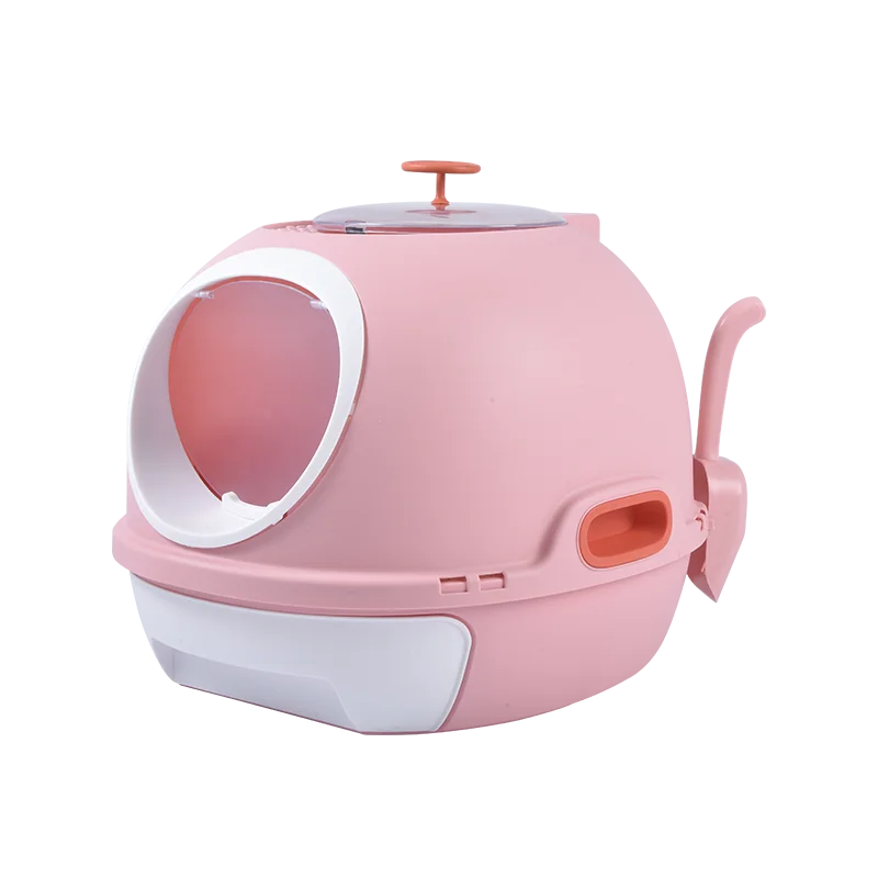 YES4PETS Hooded Cat Toilet Litter Box Tray House With Drawer & Scoop Pink