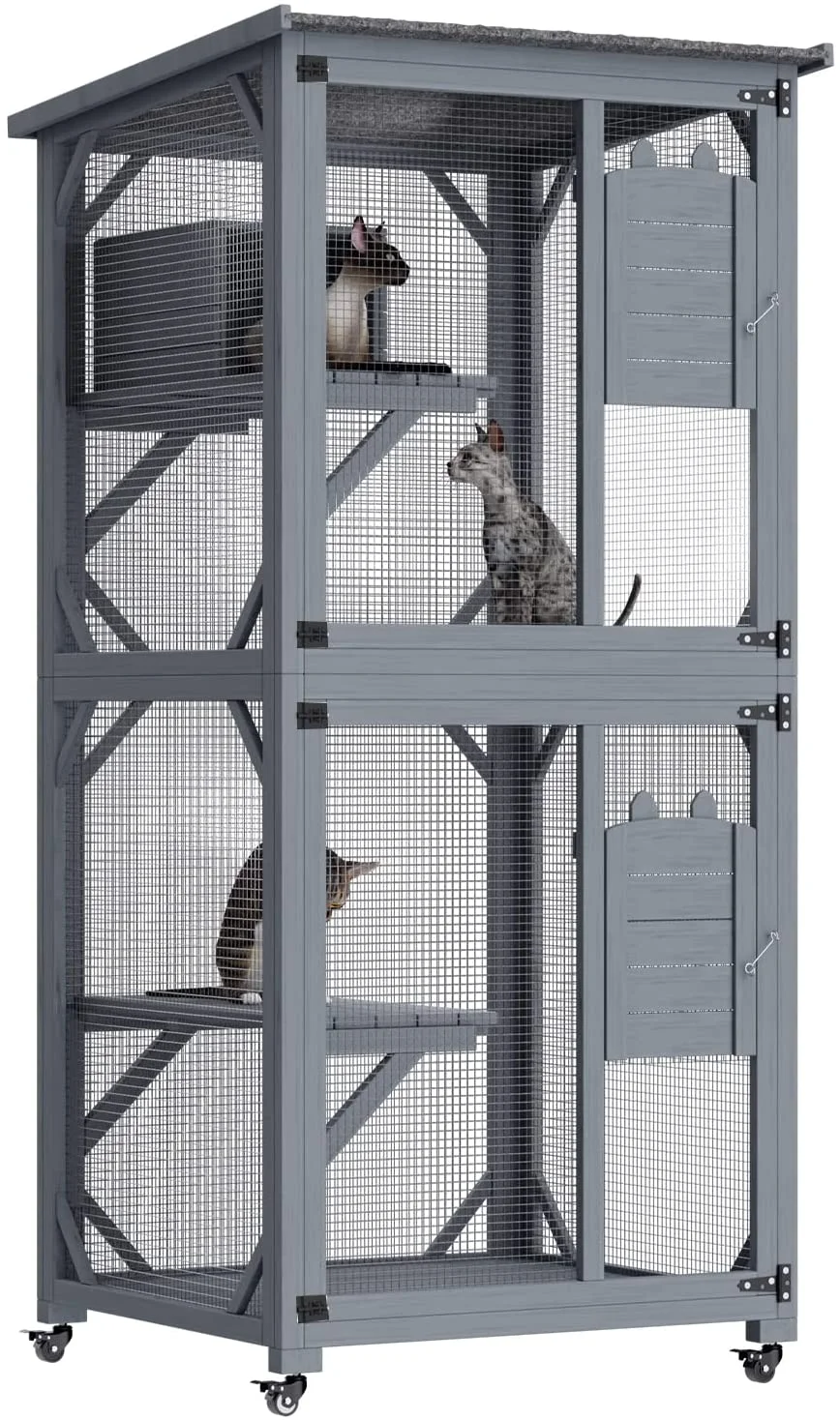 YES4PETS 173cm Pet Cat Bird Shelter Condo with Escape Door Wooden Kitten Cage House