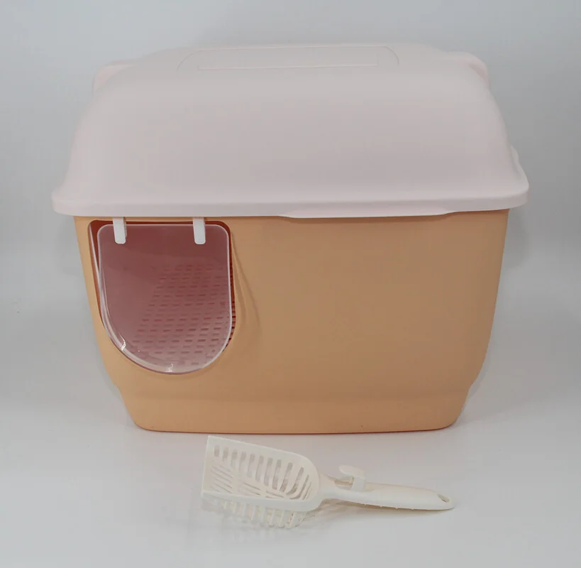 YES4PETS XL Portable Hooded Cat Toilet Litter Box Tray House with Handle and Scoop Brown