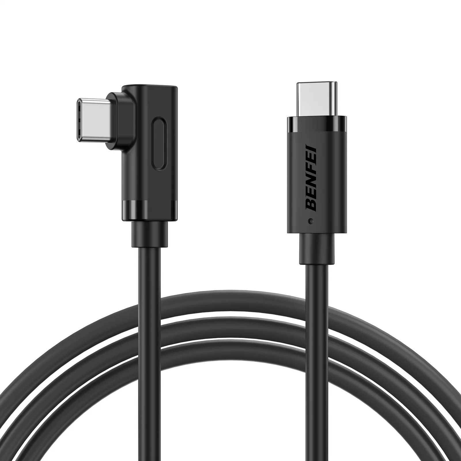 BENFEI 428BK-2M USB C to Right Angle USB C Cable , 90-dgree Angled USB 2.0 Type C Charger Cable, 3A Fast Charging & 480Mbps Data Sync, Durable PVC