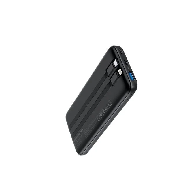 CHOETECH B654 10000mAh Pwer Bank 22.5W USB-A / USB-C / micro USB with built-in USB-C / Lightning cable - black