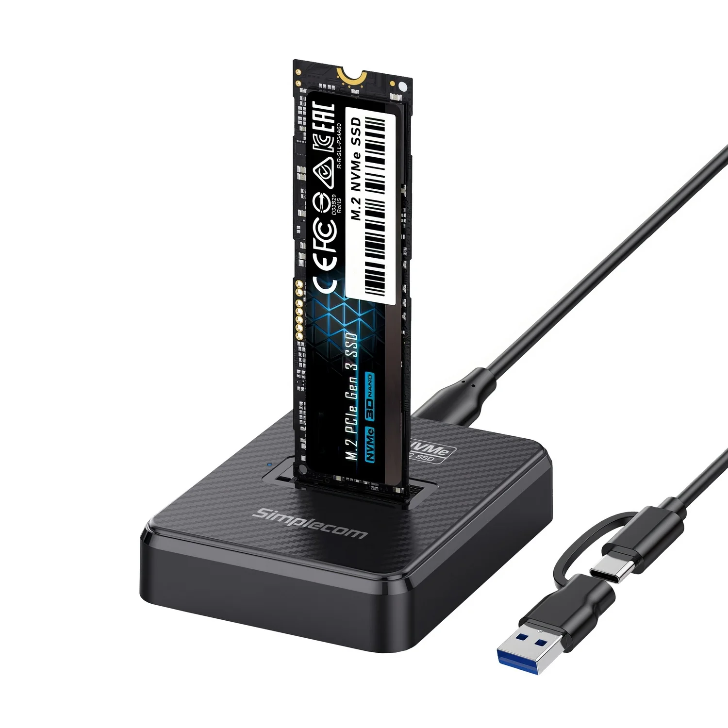 Simplecom SD511 M.2 SSD Docking Station NVMe and SATA Dual Protocol USB 3.2 Gen 2 10Gbps