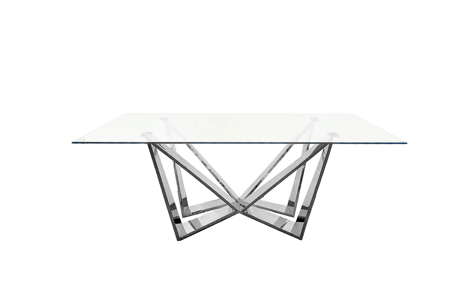 Roula Silver Dining Table  - Clear Glass - 240cm x 110cm