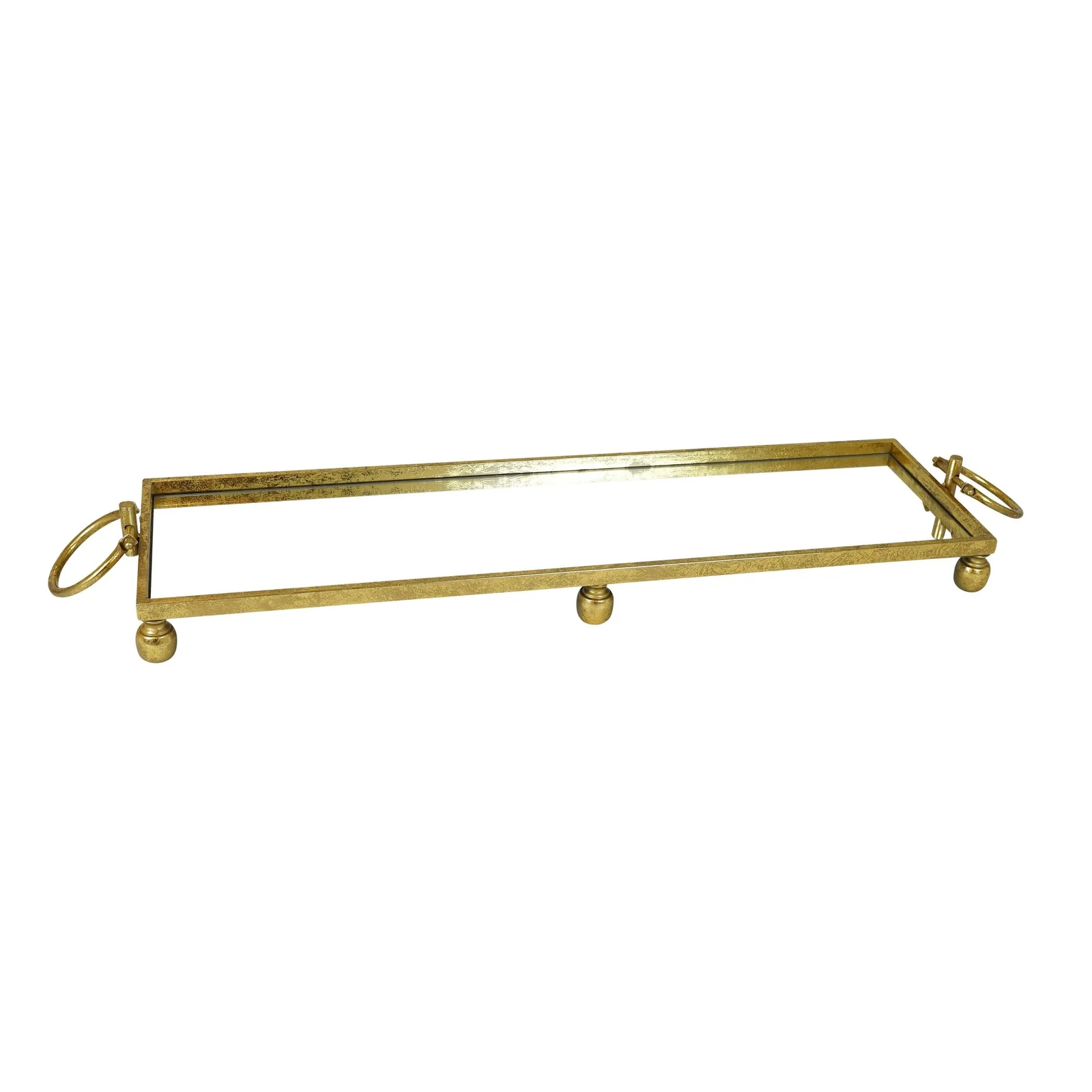 Eliza Mirror Tray with Handles - Large - Gold