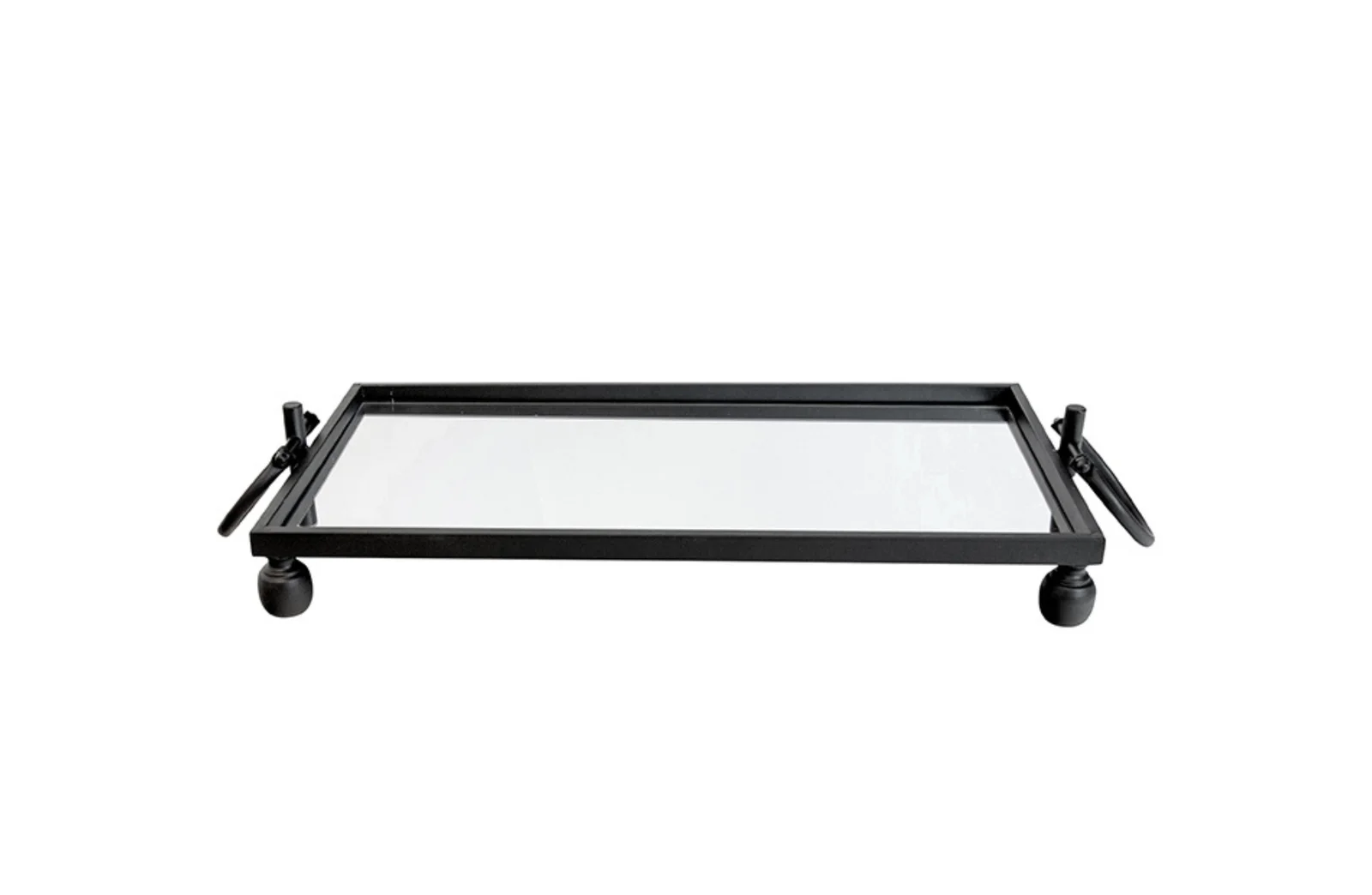 Eliza Mirror Tray with Handles - Medium - Black