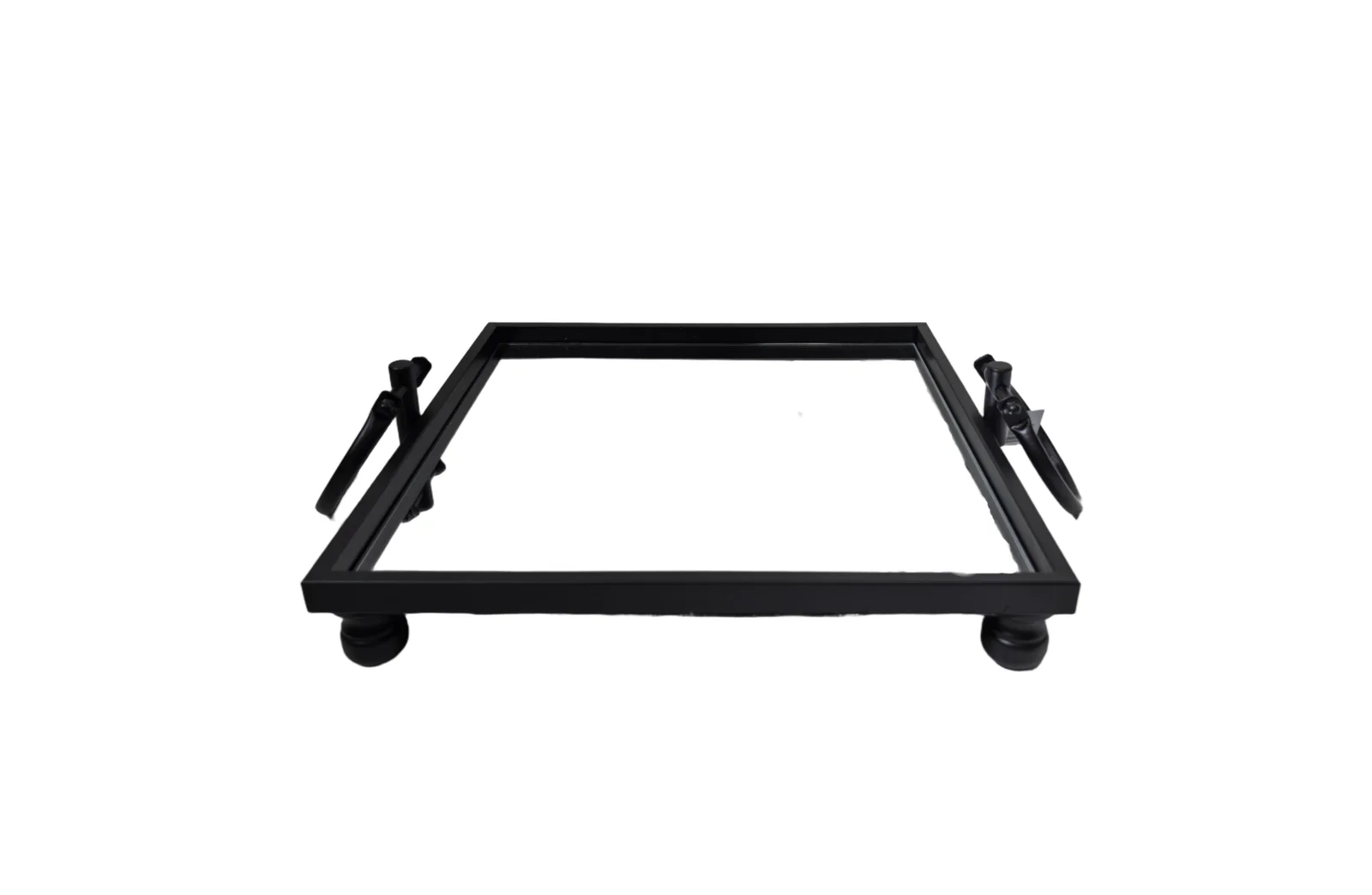 Eliza Mirror Tray with Handles - Square - Black