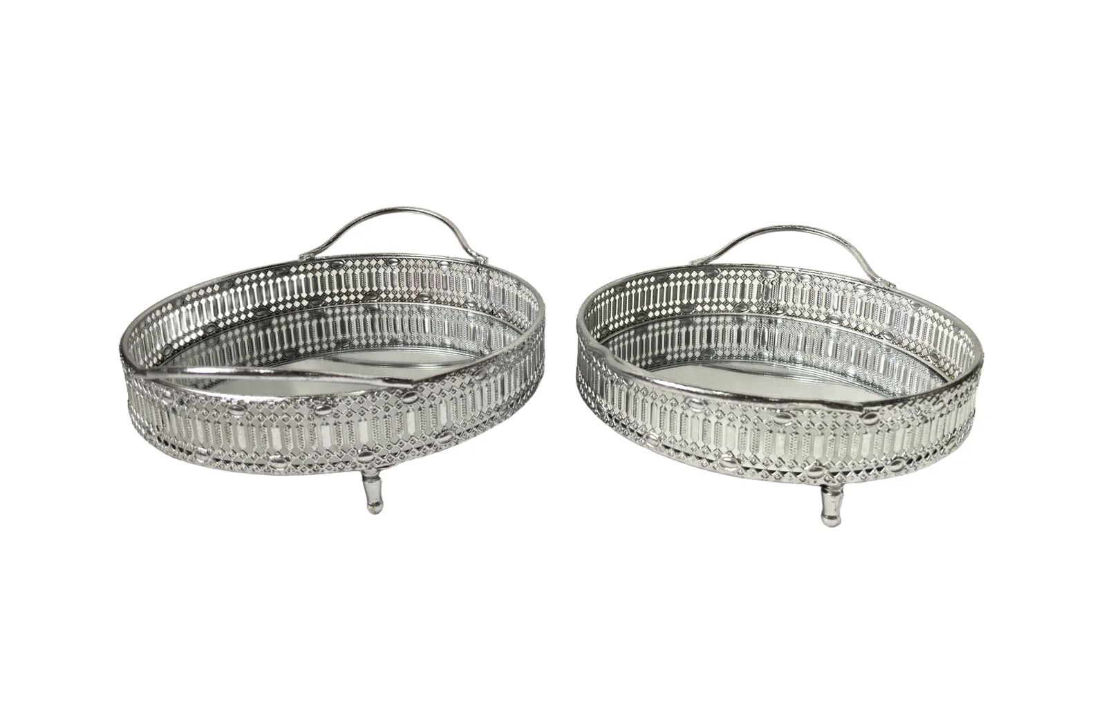 Tessa Round Tray - Set of 2 - Silver