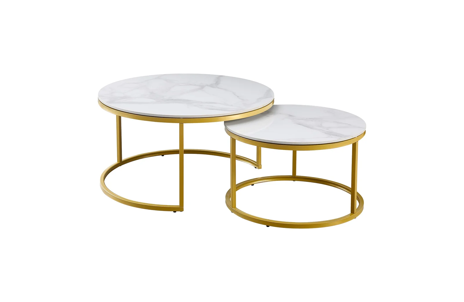 Nesting Style Coffee Table - White on Champagne Gold - 80cm/60cm