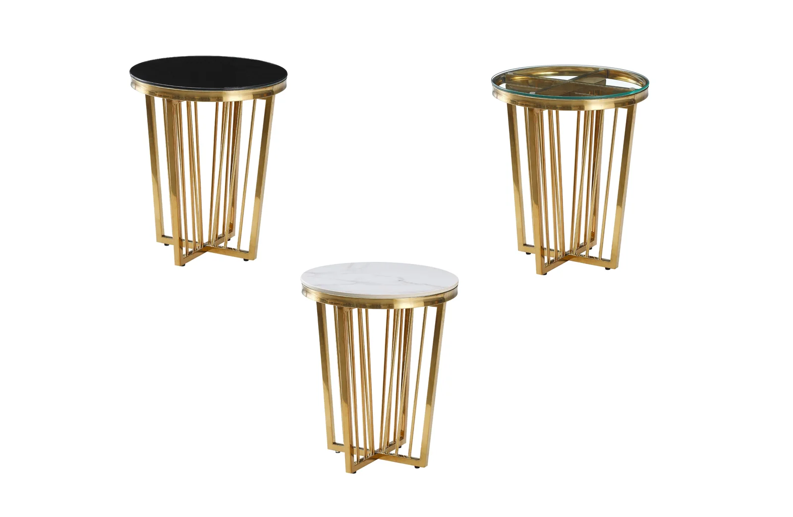 Salina Side Table 45cm Gold Base - Clear Glass