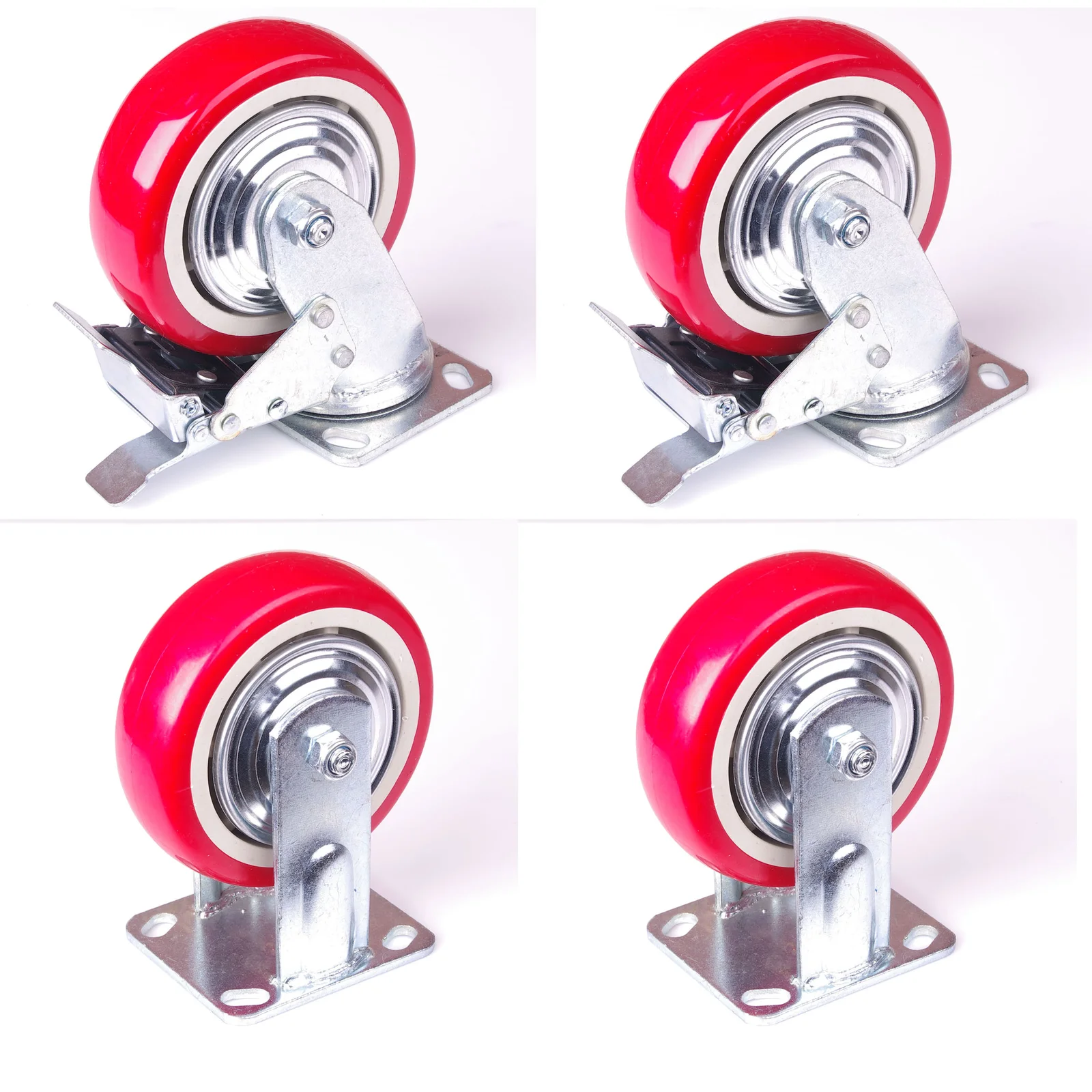4x 6 inch Industrial Swivel Brake Locking Caster Castor Wheels Casters 2x swivel 2x fixed for Cart Furniture Workbench