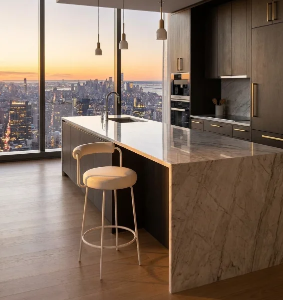 Interior Ave - Calipo White Leather Kitchen Bar Stool - Set of 2