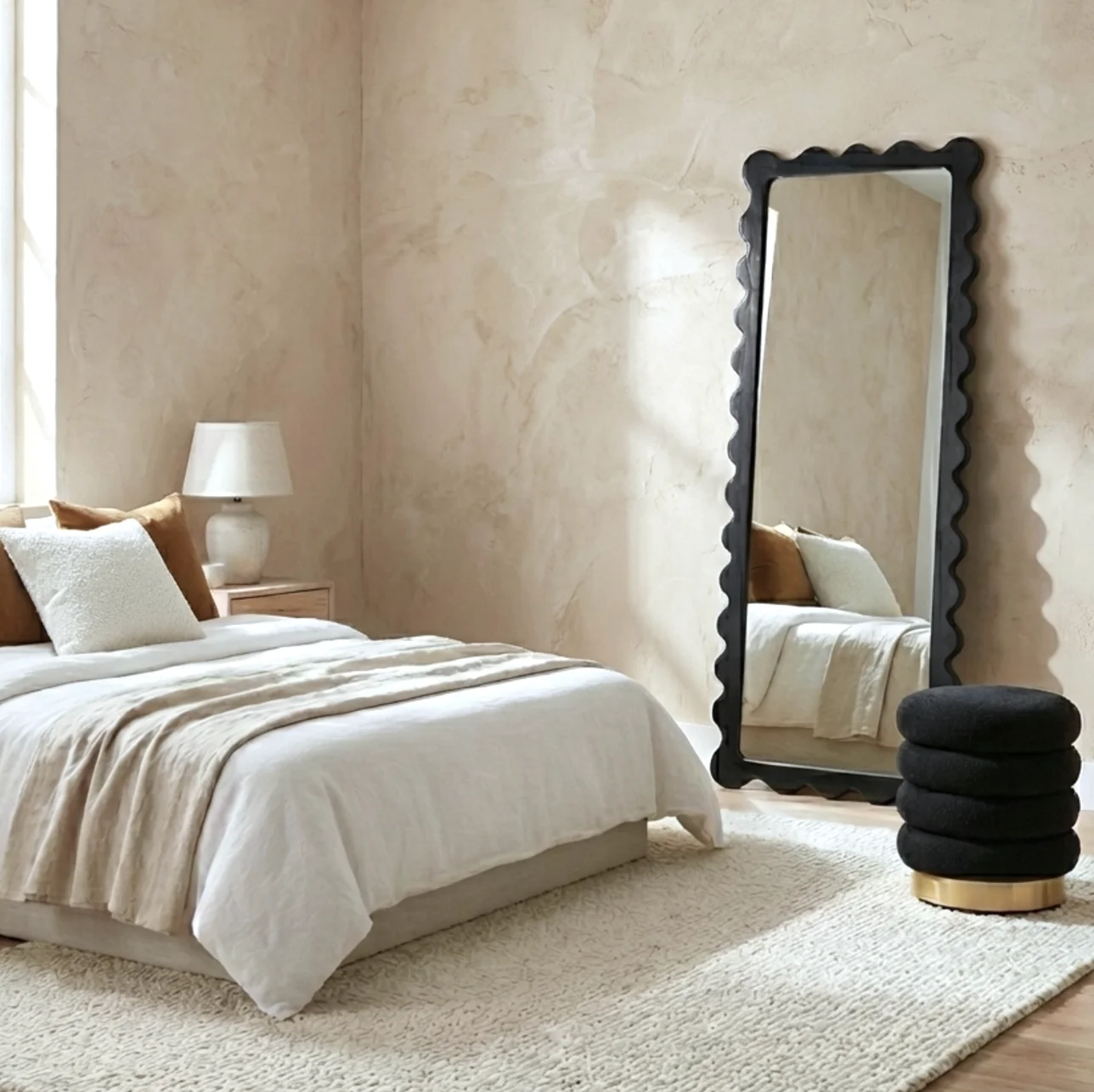 Interior Ave - Freya Scallop Mirror - Black - Large Full Length Mirror