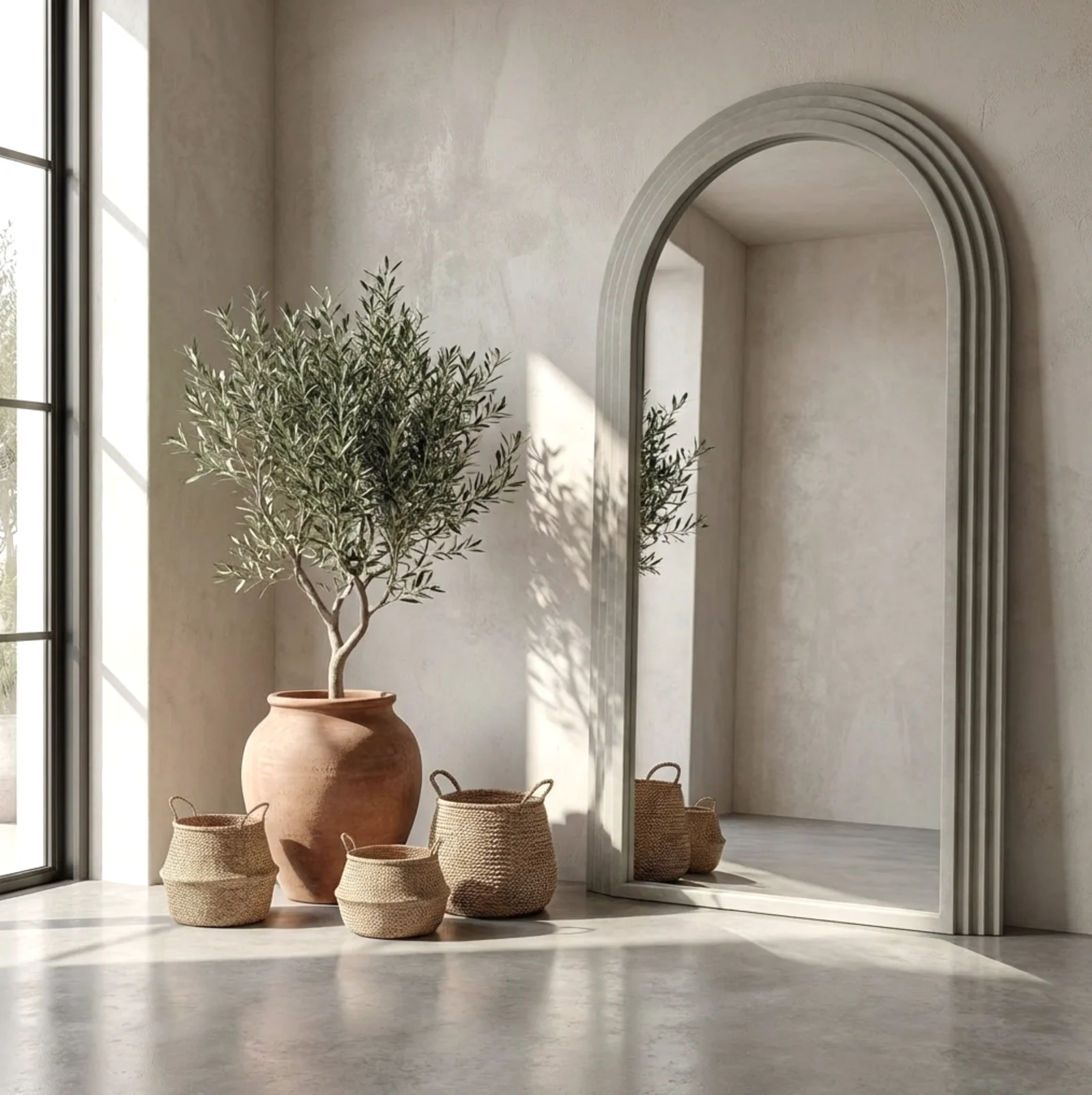 Interior Ave - Sierra Arched Step Mirror – Signature Sculptural Concrete Statement Piece