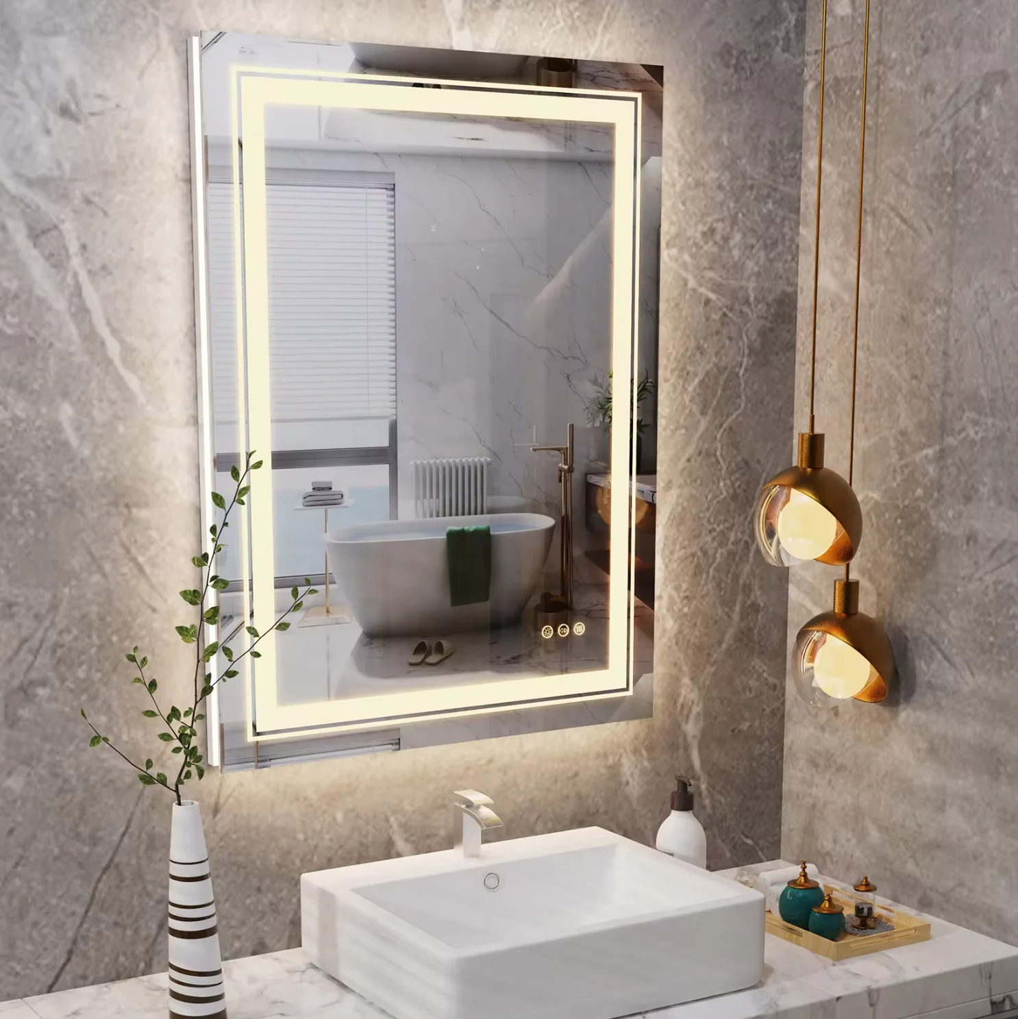 Interior Ave - 70 x 90cm Rectangle Frameless LED Bathroom Mirror