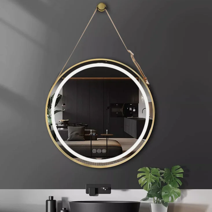 Interior Ave - 80cm Round Gold Hanging LED Bathroom Mirror